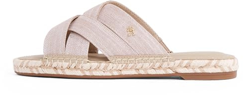 Tommy Hilfiger Damen Pantoletten Chambray Mule Sandalen, Beige (Horseradish), 40