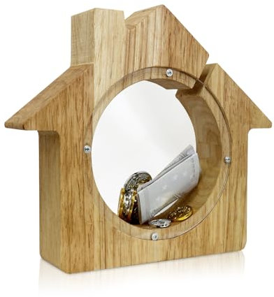 Meloditrunk Spardose aus Holz für Hausbau Einzug Party Haus Sparbüchse für Hochzeit, Ehe, Spardose Dekoration Kreative Sparschwein als Geschenke für Geburtstag, Weihnachten und Thanksgiving