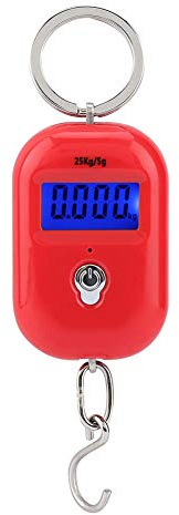 Mini poids numérique 25 kg, précis 5 g rétroéclairé portable suspendu pour peser poisson viande fruits légumes, balance électronique de poche for pêche chasse ferme voyage cuisine garage