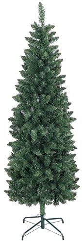HOMCOM Árbol de Navidad Estrecho 183 cm Árbol de Navidad Grande Tipo Lápiz con Base Plegable y 479 Ramas para Dormitorio Oficina Verde