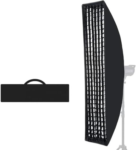 REFLEX CAMERA 48 x 12 (120cm x 30cm) Quick Setup Foldable Rectangular Softbox with Bowens Mount and Honeycomb Grid inc. Diffusers & Carry Case, Ideal for Photography Studio