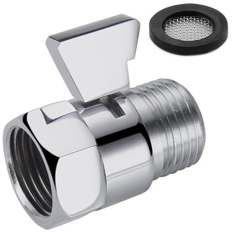 DEFIYEAR Pommeau de douche, vanne d'angle, vanne d'arrêt d'eau 1/2 en laiton pour douche, douchette, bras de douche, valve d'arrêt d'eau (avec joint de valve de régulation)