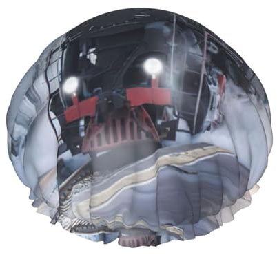 Steam Train Depart Sunset Print Hair Cover For Shower, Women Adjustable Hair Cap Stylish Large Waterproof Shower Bonnet