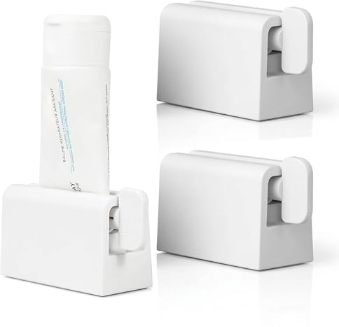 QAWSAF 2 spremitori per tubi, dispenser per dentifricio, dispenser per tubi, dispenser per dentifricio, crema solare, colore bianco