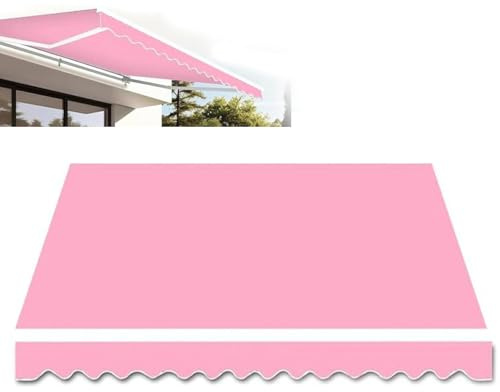 Anpassad infällbar uteplatsmarkis – 4,9 x 2 m vattentålig skärmdakin i polyester för utomhusutrymmen – rosa solskyddstyg ersättning (ingen ram)