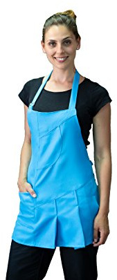 tessile astorino Arbetsförkläde - gratis broderi - uniform för frisör och estetiker, restauranger, kaféer, bartender - rengöringsförkläden - tillverkad i Italien, Cyan, One size