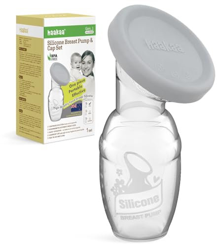 haakaa 100 ML Silicone Tiralatte Manuale con Coperchio, Trasparente Tiralatt, Aspirazione Manuale per Risparmiare Latte, Sano e Innocuo