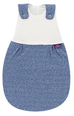 Träumeland S0103707 Ganzjahresschlafsack LIEBMICH mit doppelt regulierbarer Belüftung und Naturfaser Tencel, Design Wellenmeer, Größe 80/86, blau