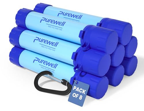 Purewell Outdoor Water Filter Personal Water Filtration Straw Emergency Survival Gear Water Purifier for Camping Hiking Climbing Backpacking
