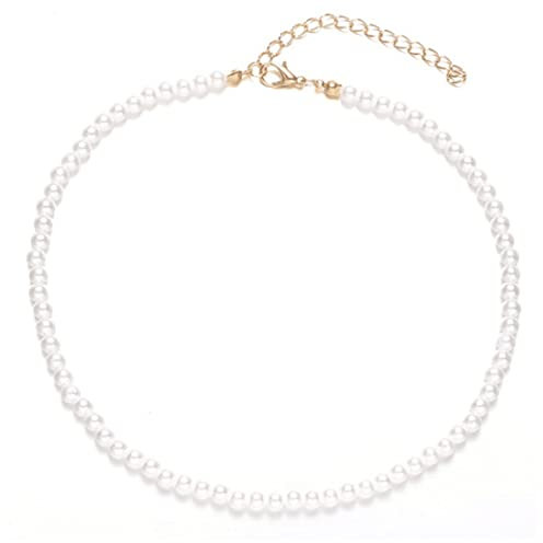 MenYiYDS Perlen Halskette Damen Perlen Ketten Perlenkette Halskette Kurz Mehrlagig Hochzeit Brautschmuck Accessoires Imitationsperle Kette Eleganter Kostümzubehör