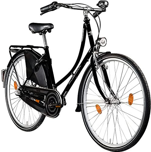 ZÜNDAPP Amsterdam Damenfahrrad 28 Zoll | Retro Damen Fahrrad mit tiefem Einstieg und 3 Gang Nabenschaltung | City Bike 155-175 cm | Hollandrad mit Rücktrittbremse (schwarz, 50 cm)