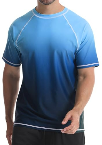 Danfiki UV Shirt Herren T-Shirts Rashguard Badeshirts Rash Vest Kurzärmeliges Wassersurf-Shirt Schnell Trocknendes Beach UPF 50+ Sonnenschutz