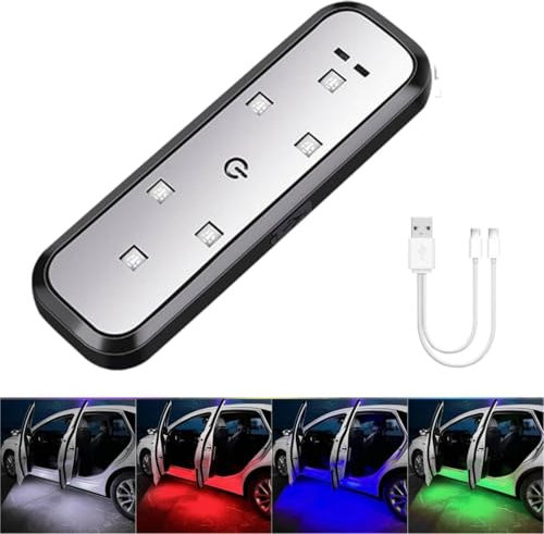 Car Door Warning Light, 7 Colors 4 Modes Universal Car Door LED Safty Light, USB Charging Car Welcome Light, Waterproof Wireless Door Open Auto Warning Lamp, Prevent Accident (1Pcs)