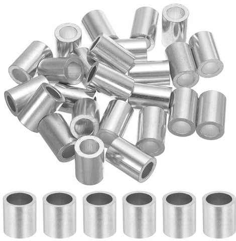 QUARKZMAN 9/16 14mm Manicotto Anello Crimpatura in Alluminio, Ghiera Tonda Singola per Estremità Cavi Metallici, Argento 25pz