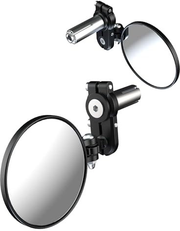 Oxford Fold-Away Bar-end Motorcycle Mirrors | Foldable Motorbike Mirror Set, Black