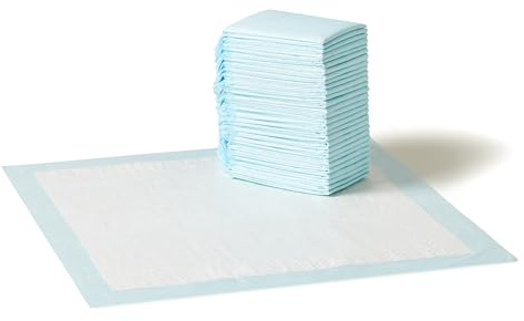 Amazon Basics Tappetini profumati e Impermeabili a 5 Strati per la pipì dei Cani, 56 x 56 cm, Confezione da 30, Blu E Bianco.