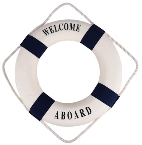 Orolotay Willkommen an Bord Schaum Wasser Leben Rettungsring Ring Boot Wandbehang Hauptdekoration blau 50cm