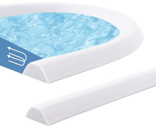 Ztowoto 150cm Joint Porte Douche Auto-AdhéSif,Joint Salle De Bain Paroi De Douche Sans Cadre Pour La SéParation Humide Et SèChe,Seuil De Douche Barrage D'Eau Pour éVier, Porte De Salle De Bain(Blanc)