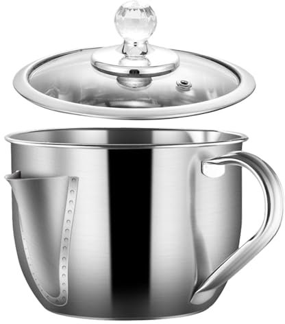 Separatore di grasso multifunzionale, in acciaio inox, 1200 ml, separatore grasso per salse, separatore grasso per salse, con coperchio per schiumare grasso da salse e zuppe