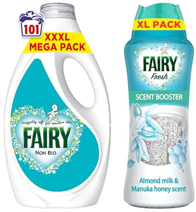 Fairy Non Bio Laundry Washing Value Pack, Liquid Detergent 101 Washes & In-Wash Scent Booster (495g)
