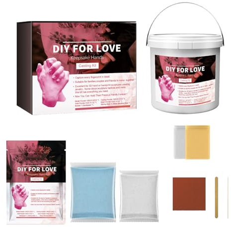 GNAUMORE Handabdruck-Set 3D für Paare und Familie, Handstempel-Set, Paar Handabdruck, Gipsform, Paar, Handabdruck für Familie, Geschenk zum Jahrestag für ihn, Paar