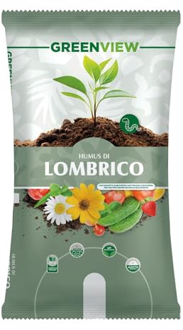Greenview Humus Di Lombrico, Fertilizzante Organico Naturale per Piante, Aumenta la Fertilità del tuo Terreno, Prodotto Consentito In Agricoltura Biologica (5 Litri)