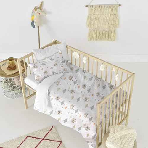 variouss Funda Nórdica Bebé + Funda Almohada – Juego de Cama 2 Piezas – Ropa de Cuna Infantil Suave y Transpirable, Tejido Algodón 100% (Mod. B, 100x135cm Maxicuna)