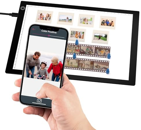 Escáner de diapositivas ultrafino de 12 x 9 pulgadas, panel de luz LED, negativos y diapositivas de película, escáner de diapositivas para digitalizar, portátil, convierte diapositivas de 35 mm en