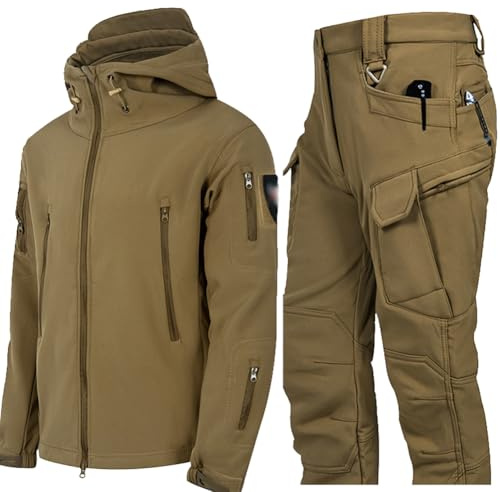 SimidunEUR Hombre Traje de uniforme militar de camuflaje impermeable – Conjunto de chaqueta y pantalón táctico, suaves para combate，trabajo, pesca, caza y escalada