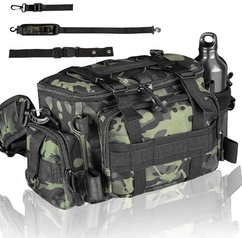 Eulihent Fishing Bag Large Capacity Fishing Equipment Bag Multifunctional Shoulder Bag Carp Bag Waist Bag with Shoulder Strap and Carry Handles Trout Fishing Bag (C)