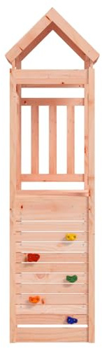 Tour de jeu marron en bois massif Douglas 53 x 110,5 x 214 cm avec balançoire, toboggan, cadre d'escalade et nid pour enfants dans le jardin, appareil de jeu d'extérieur résistant aux intempéries pour