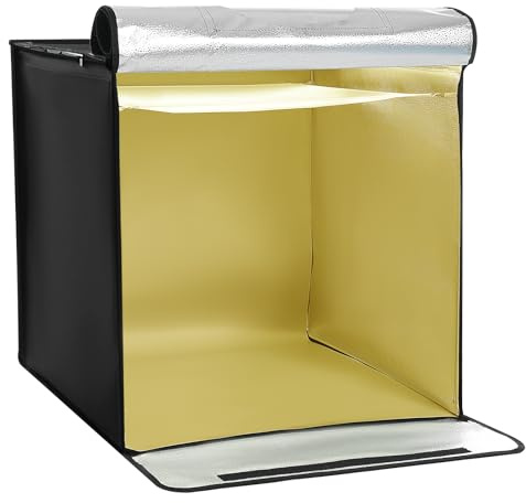 5500 K, 5 sfondi con scatola fotografica, scatola luminosa, per studio fotografico, con adesivo Rub On, sorgente luminosa a LED dimmerabile (0-100%), 60 × 60 × 60 cm