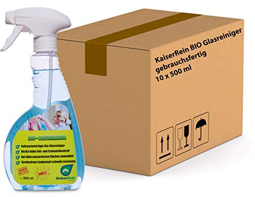 KaiserRein Bio Glasreiniger Set 10 x 500 ml = 5 L besser als im Kanister Fensterreiniger Spray für Auto, Haushalt Oberflächen
