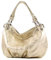 modamoda de IT40 Damen Leder/Nappaleder Schultertasche Hobo Bag handmade in Italy, Farbe:Lightgold-Metallic Leder
