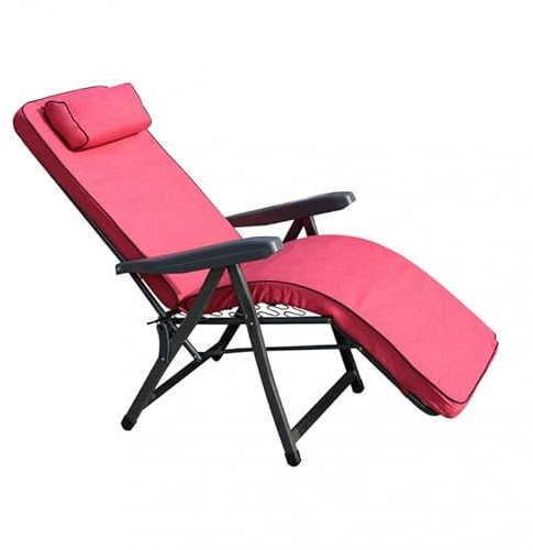 Tomaino - Sedia Sdraio Imbottita Per Interno ed Esterno - Poltrona Reclinabile Per un Perfetto Relax - Comoda e Pieghevole Ideale in Casa, Giardino, Terrazzo (automatica, rossa)