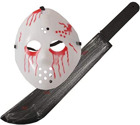 Kit Hockey Bloody Friday J13 (blutige Maske + Machete 55cm)
