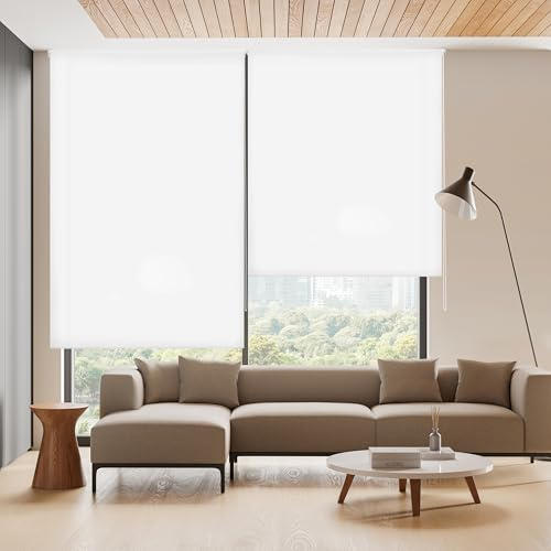 Blindecor Ara | Estor Enrollable translúcido Liso - Blanco Roto, 130 x 175 cm (Ancho por Alto) | Tamaño de la Tela 127 x 170 cm | Estores para Ventanas