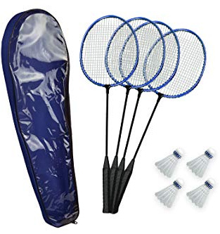 Poolmaster 72862 Backyard, Swimming Pool, Water or Lawn Badminton Set, (Includes 4 Rackets and 4 Birdies) , Blue