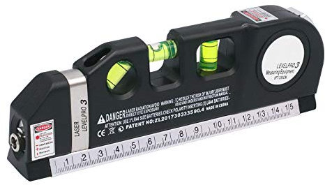 RUIZHI Nivel Láser Multifunción, 2.5m Láser Nivelador y Regla de Medición Multifuncional, Líneas Láser Horizontales Verticales Cruzadas