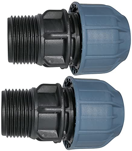 AERZETIX - C51921 - Lot de 2 Manchon/Adaptateur fileté - Réducteur de Compression Droit - raccord Filetage mâle 1 - pour Tuyau d'eau Ø25mm - en polypropylène - connecteur/réparateur