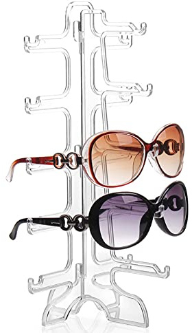 Alnicov 5 pares de soportes de cristal para gafas de sol, expositor para gafas, organizador de gafas de sol, marco de estante de cristal (transparente)