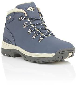 Northwest Territory Ladies Trek Leather Waterproof Walking/Hiking Trekking Boots, Navy, 7