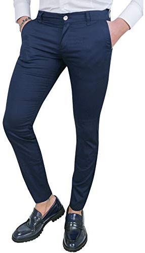 Evoga Pantaloni Uomo Estivi Slim Fit Casual Eleganti in Cotone (54, Blu Scuro)