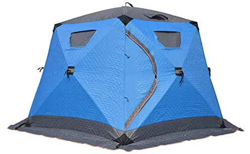 Pop-up-isoliertes Eisangel-Schutzzelt, tragbares Angler-EIS-Thermo-Hub-Schutz-Angelzelt mit Tragetasche, Eisankern, Spannseilen (blau, 180 x 350 x 190 cm)