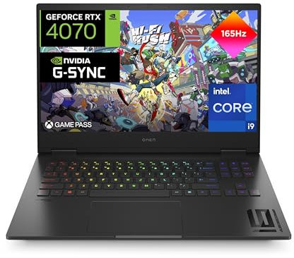 HP OMEN 16-wf1018ns - Ordenador portátil Gaming de 16,1 FHD (Intel Core i9-14900HX, 32GB RAM, 1 TB SSD, NVIDIA GeForce RTX 4070, 165Hz, Sin Sistema Operativo) Negro - Teclado QWERTY Español