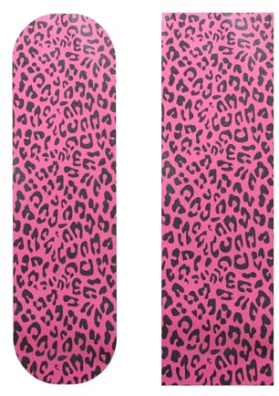 ZUEXT 9 x 33 Skateboard Grip Tape, 2Pack Waterproof Bubble Free Pink Leopard Grip Tape Longboard,Non Slip Scooter Griptape for Rollerboard Stairs Pedal Wheelchair Step (23x84cm)