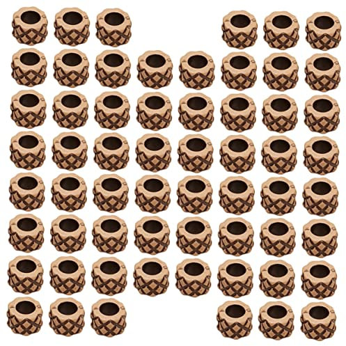 Operitacx 60stücke Dreadlocks Perlen Schmuckset Teilig Imitation Holzperlen Für Zöpfe Haarschmuck Für Frauen Und Männer Accessoires Für Kreative Frisuren Und Tägliche Stylings