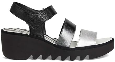 Fly London Damen BEXY575FLY Sandal, Silver/Graphite/Black, 36 EU