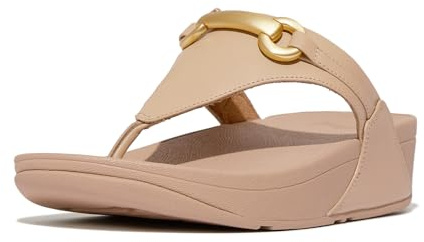 FitFlop Lulu Chunky-Snaffle Leather Toe-Post Sandals, Color: Classic Beige, Size: 8 (HY7-B41-060)
