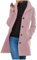 Flodxo Manteau d'hiver en laine pour femme - Trench à simple boutonnage - Col montant - Manteau mi-long ouvert sur le devant avec boutons - Haut à manches longues, rose, S